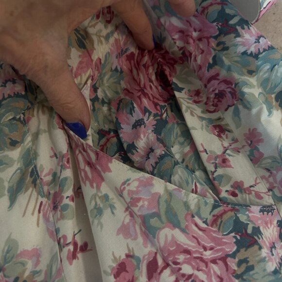 Karin Stevens Vintage 80s Rose Cottage Floral Lace Collar Shirtwaist Dress - Picture 5 of 16